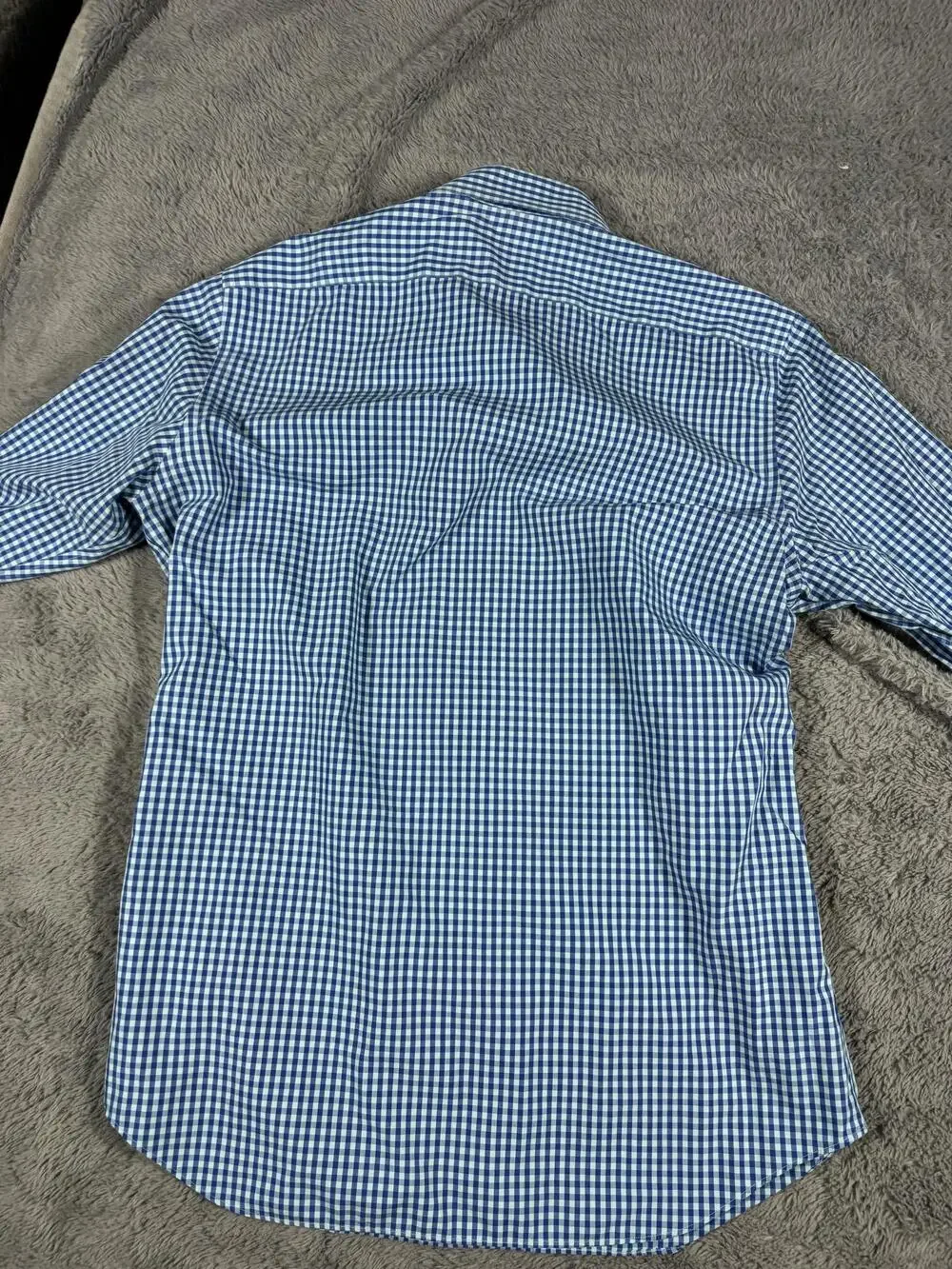 Banana Republic Dress Shirt Mens M Blue Gingham Slim Fit Non Iron LS Business